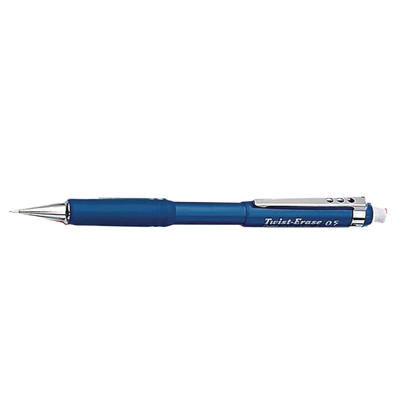 Pentel® Twist-Erase III Mechanical Pencil, 0.5 mm, HB (#2), Black Lead, Black/Blue Barrel, 2/Pack (PENQE515BPK6) Each