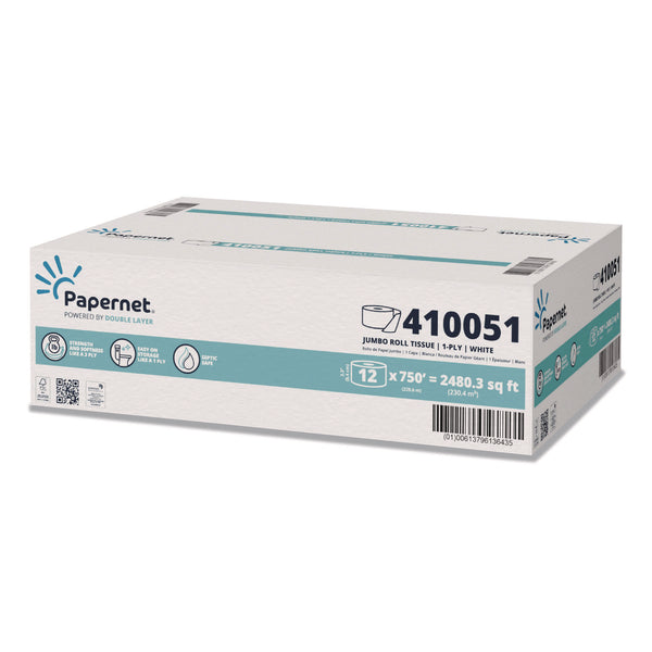 Papernet® HyTech Seas Mini JRT, Septic Safe, 1-Ply, White, 3.3" x 750 ft, 6 Rolls/Carton (SOD410051) Case of 6
