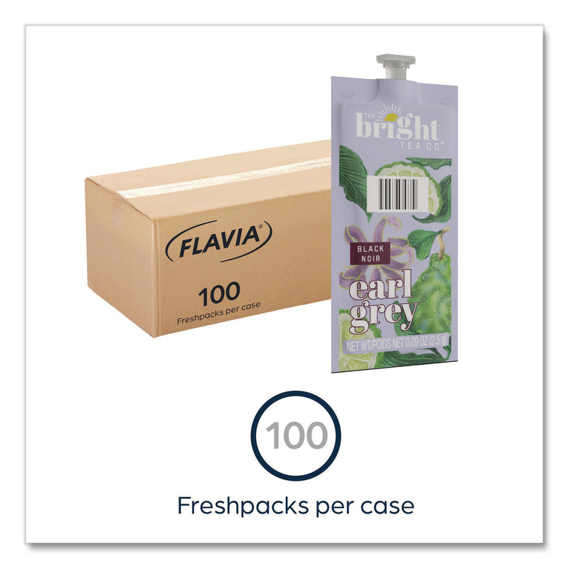 Flavia The Bright Tea Co. Earl Grey Black Tea Freshpack, Earl Gray, 0.09 oz Pouch, 100/Carton (LAV48026) Case of 100