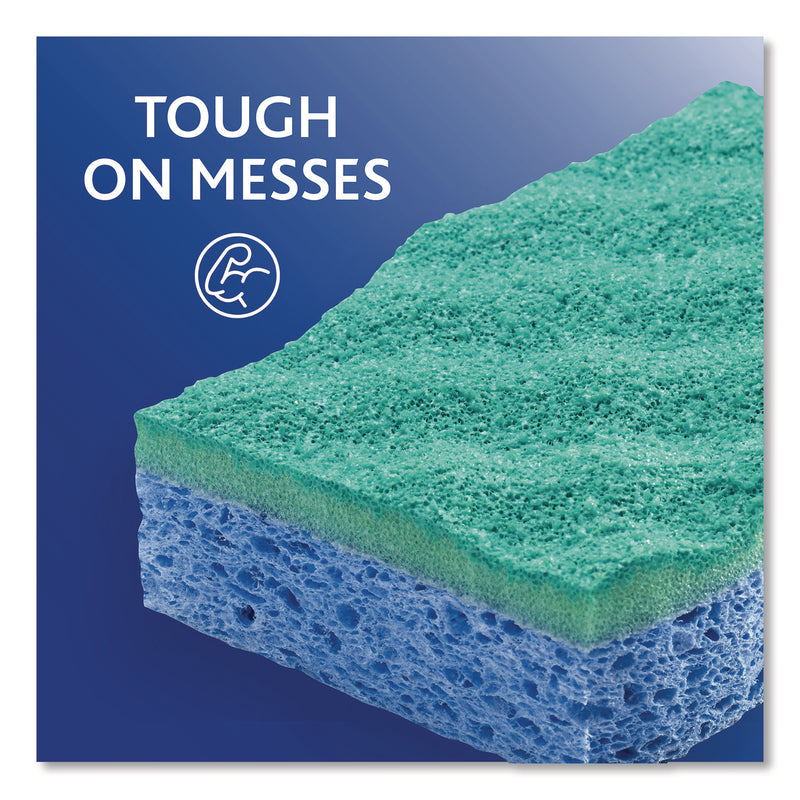 O-Cedar® Scrunge Non-Scratch Scrub Sponge, 2.63" x 4.25", 1" Thick, Green/Blue, 2/Pack, 8 Packs/Carton (FHD169431CT) Case of 8