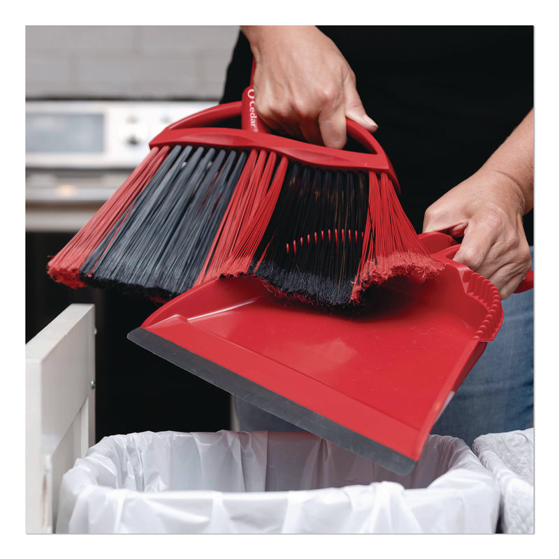 One Sweep Broom with Dustpan, 53.88" Handle, Red/Black/Gray (FHD175073EA) Each