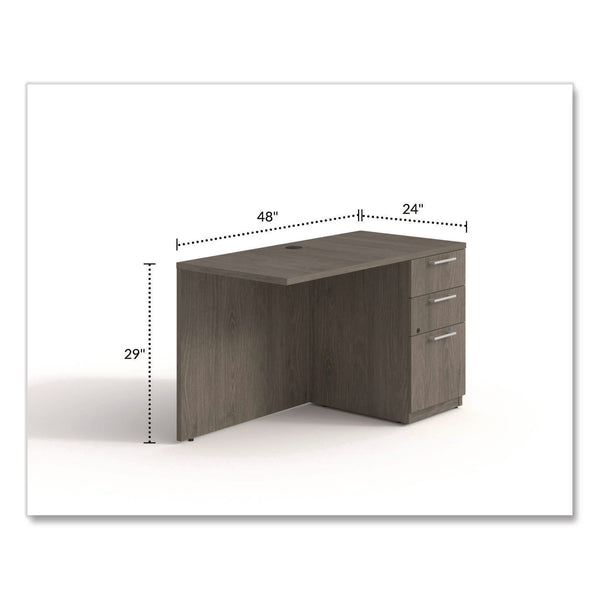 Alera® Seville Desk Return with Pedestal, Right, 48" x 24" x 29", Walnut (ALESVRRP4824WA) Each