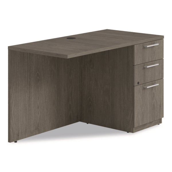 Alera® Seville Desk Return with Pedestal, Right, 48" x 24" x 29", Walnut (ALESVRRP4824WA) Each