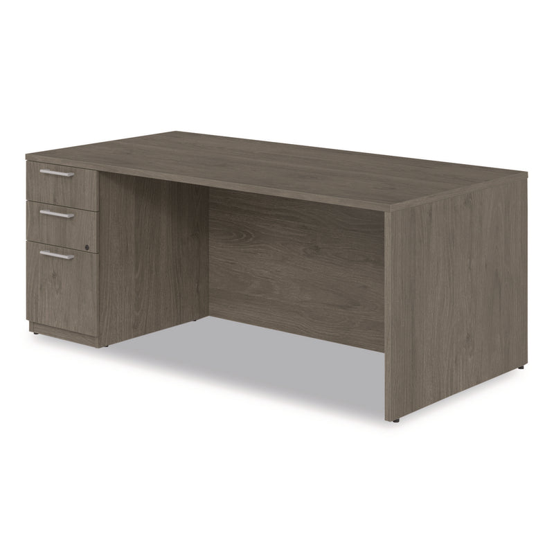 Alera Seville Series Single Pedestal Desk, Left Pedestal, 72" x 36" x 29", Walnut (ALESVSPL7236WA) Each
