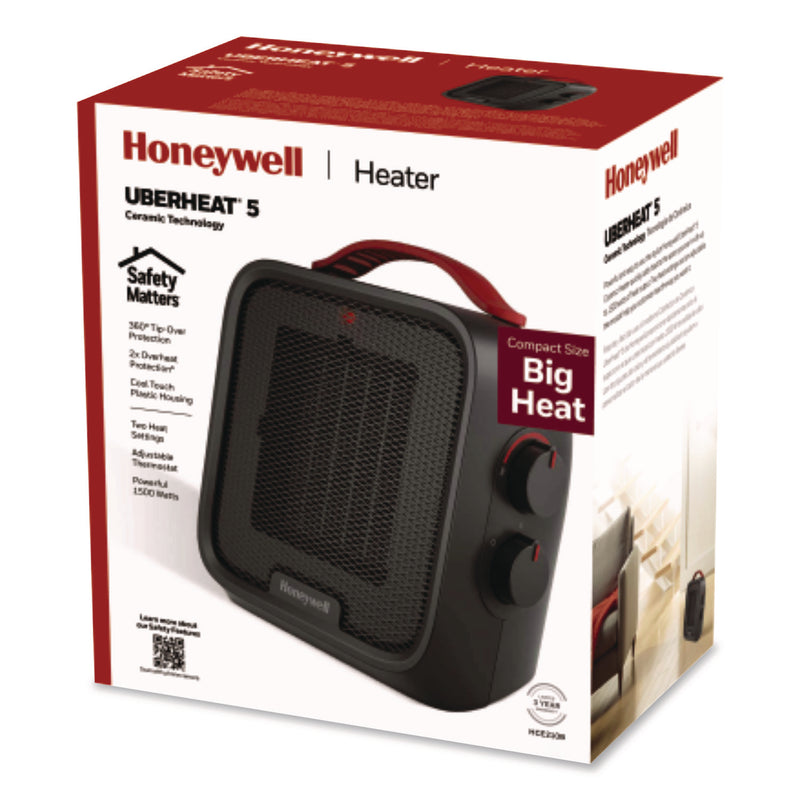 Honeywell UberHeat 5 Ceramic Heater, 4.5 x 4.5 x 8.86, Black (HWLHCE210B) Each