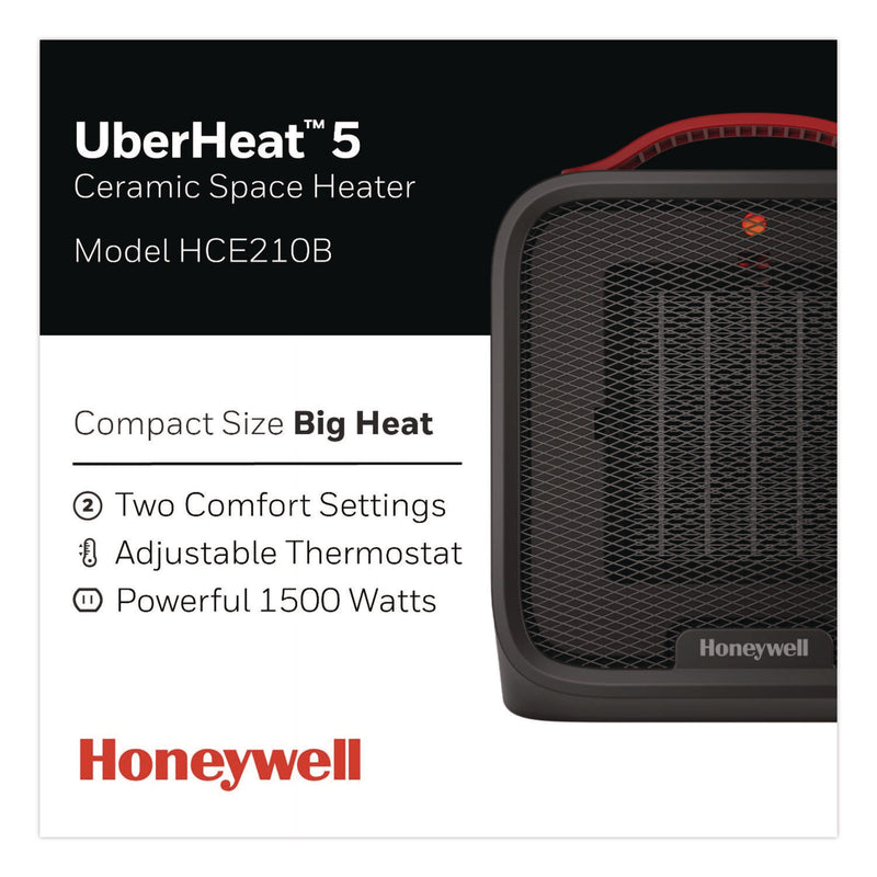 Honeywell UberHeat 5 Ceramic Heater, 4.5 x 4.5 x 8.86, Black (HWLHCE210B) Each