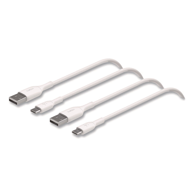Belkin® BOOST CHARGE USB-C to USB-A Cable, 3.3 ft, White, 2/Pack (BLKCAB001BT1MWH) Each