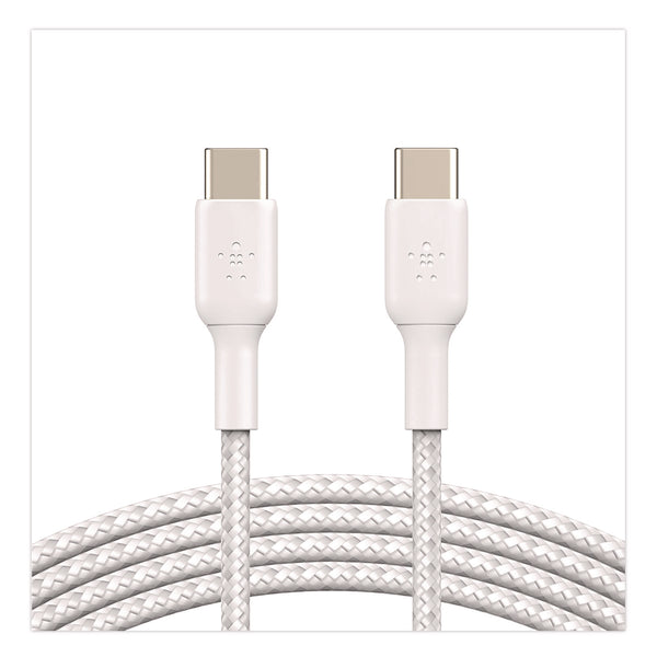 Belkin® BOOST CHARGE Braided USB-C to USB-C Cable, 3.3 ft, White (BLKCAB004BT1MWH) Each