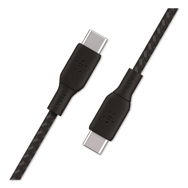 Belkin® BOOST CHARGE Braided USB-C to USB-C Cable, 100 W Power Delivery, 6.6 ft, Black (BLKCAB014BT2MBK) Each