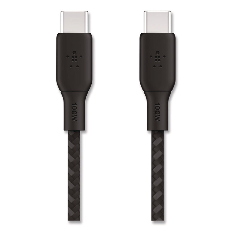 Belkin® BOOST CHARGE Braided USB-C to USB-C Cable, 100 W Power Delivery, 6.6 ft, Black (BLKCAB014BT2MBK) Each