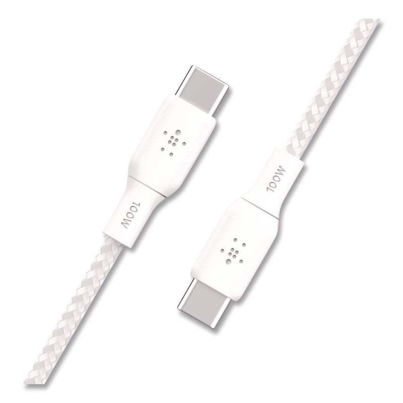 Belkin® BOOST CHARGE Braided USB-C to USB-C Cable, 100 W Power Delivery, 6.6 ft, White, 2/Pack (BLKCAB014BT2MWH) Each
