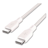 Belkin® BOOST CHARGE Braided USB-C to USB-C Cable, 100 W Power Delivery, 6.6 ft, White, 2/Pack (BLKCAB014BT2MWH) Each