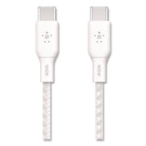 Belkin® BOOST CHARGE Braided USB-C to USB-C Cable, 100 W Power Delivery, 6.6 ft, White, 2/Pack (BLKCAB014BT2MWH) Each