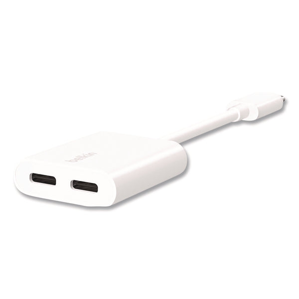 Belkin® RockStar USB-C Audio + Charge Adapter, White (BLKF7U081BTWH) Each