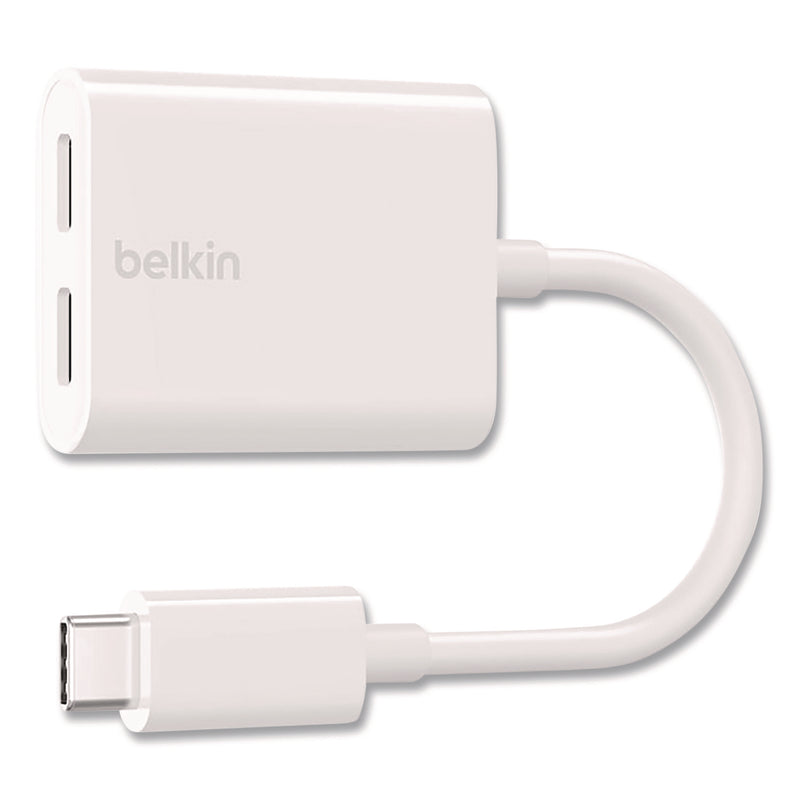 Belkin® RockStar USB-C Audio + Charge Adapter, White (BLKF7U081BTWH) Each