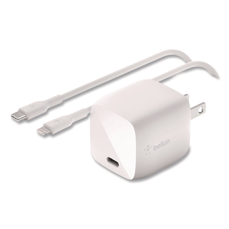 Belkin® BOOST CHARGE USB-C PD 3.0 PPS Wall Charger + USB-C to USB-C Cable, White (BLKWCA005DQ1MWH) Each