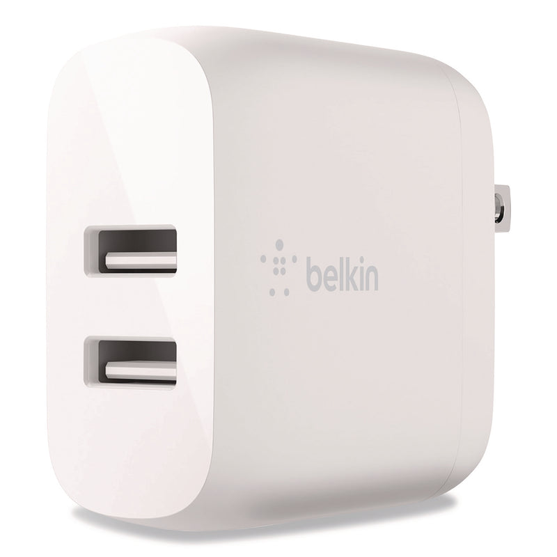Belkin® BOOST CHARGE Dual USB-A Wall Charger + Lightning to USB-A Cable, White (BLKWCD001DQ1MWH) Each