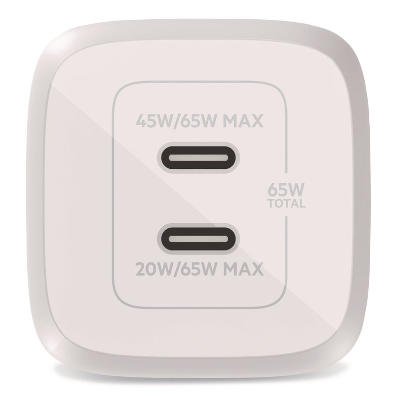 Belkin® BOOST CHARGE Pro Dual USB-C GaN Wall Charger with PPS, White (BLKWCH013DQWH) Each