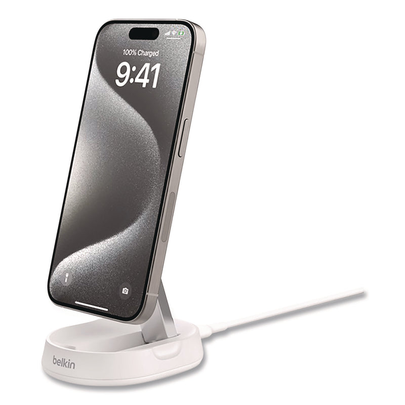Belkin® BOOST CHARGE Pro Convertible Magnetic Wireless Charging Stand, Qi2 Wireless Charging, 15 W, White (BLKWIA008TTWH) Each