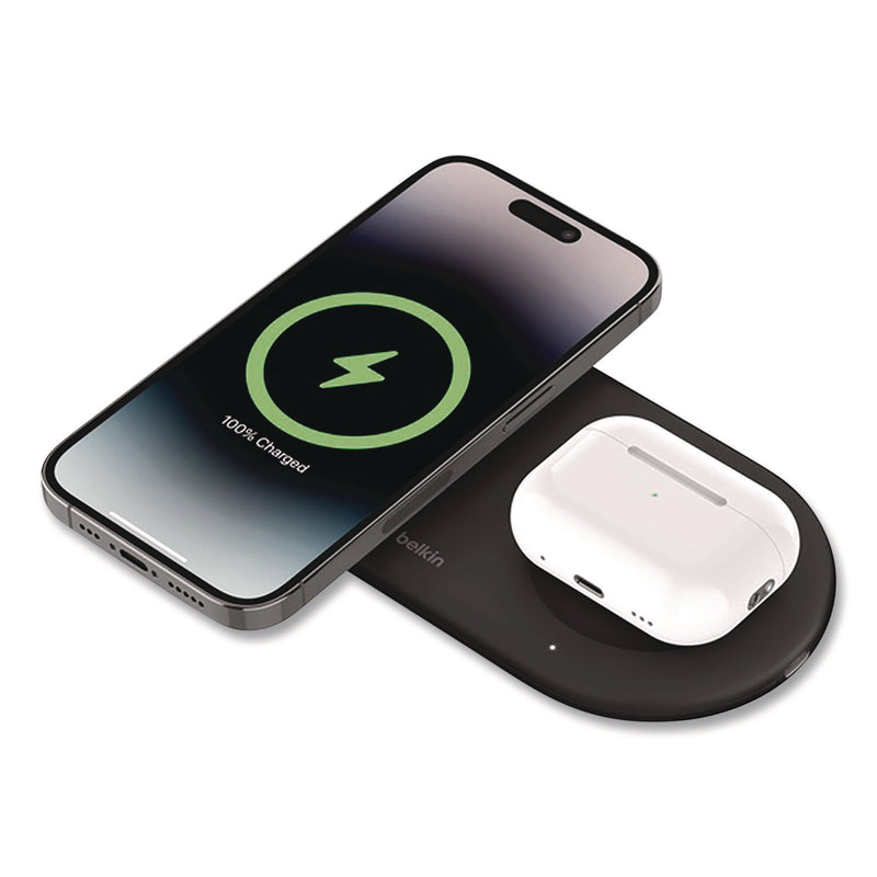 Belkin® BOOST CHARGE Pro 2-in-1 Magnetic Wireless Charging Pad with Qi2, USB-C, 15 W, Black (BLKWIZ021TTBK) Each
