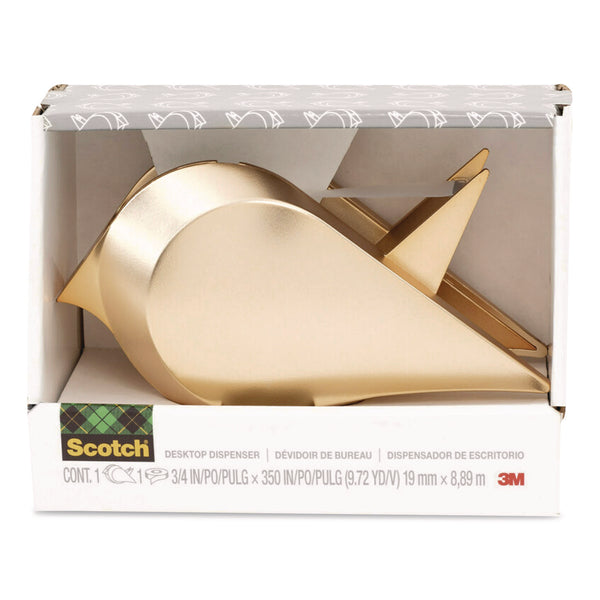 Scotch® Bird Desktop Tape Dispenser, 1" Core, Metallic Gold (MMMC48BIRDG) Each