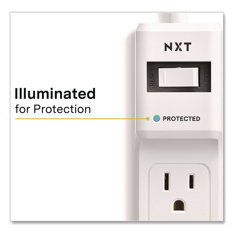 NXT Technologies™ 6-Outlet Surge Protector, 6 AC Outlets, 12 ft Cord, 900 J, White (NXTNX61425) Each