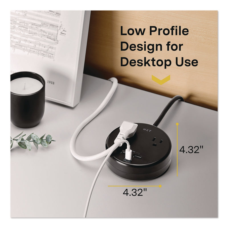 NXT Technologies™ 2-Outlet Plus USB Surge Protector, 2 AC Outlets/3 USB Outlets, 5 ft Cord, 500 J, Black (NXTNX61428) Each