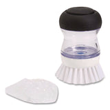 OXO Good Grips Soap Dispensing Palm Brush, White Nylon Bristles, 4" Brush, Clear/Black Handle (OXO36481) Each