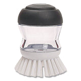 OXO Good Grips Soap Dispensing Palm Brush, White Nylon Bristles, 4" Brush, Clear/Black Handle (OXO36481) Each