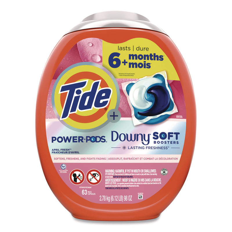 Tide® Power PODS Plus Downy Laundry Detergent, April Fresh Scent, 98 oz Tub, 63 Pods/Tub (PGC11807) Each