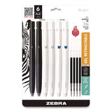 Zebra® bLen Gel Pen, Medium 0.7 mm, Black; Blue Ink, White; Black Barrel, 6/Pack (ZEB49501) Pack of 6