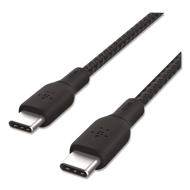Belkin® BOOST CHARGE Braided USB-C to USB-C Cable, 100 W Power Delivery, 6.6 ft, Black (BLKCAB014BT2MBK) Each