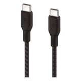 Belkin® BOOST CHARGE Braided USB-C to USB-C Cable, 100 W Power Delivery, 6.6 ft, Black (BLKCAB014BT2MBK) Each