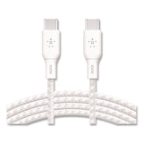 Belkin® BOOST CHARGE Braided USB-C to USB-C Cable, 100 W Power Delivery, 6.6 ft, White, 2/Pack (BLKCAB014BT2MWH) Each