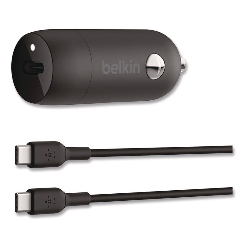 Belkin® BOOST CHARGE USB-PD Car Charger + Lightning to USB-C Cable, 30 W, USB-C, Black (BLKCCA004BT1MBK) Each