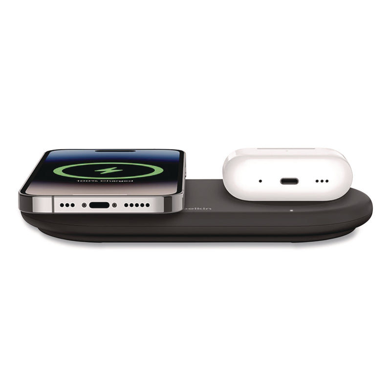 Belkin® BOOST CHARGE Pro 2-in-1 Magnetic Wireless Charging Pad with Qi2, USB-C, 15 W, Black (BLKWIZ021TTBK) Each