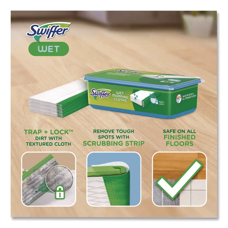 Swiffer® Wet Refill Cloths, 8 x 10, Fresh Scent, White, 24/Pack, 6 Packs/Carton (PGC35155) Case of 6