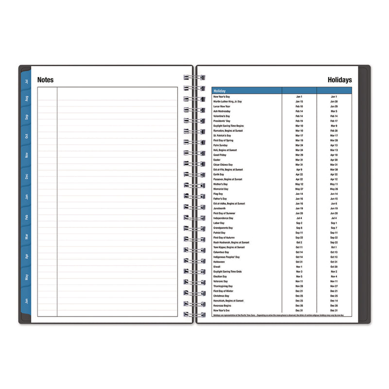 Collegiate Academic Year Weekly/Monthly Planner, 8 x 5, Charcoal Gray Cover, 12-Month: July 2024 to June 2025 (BLS100139A25) Each