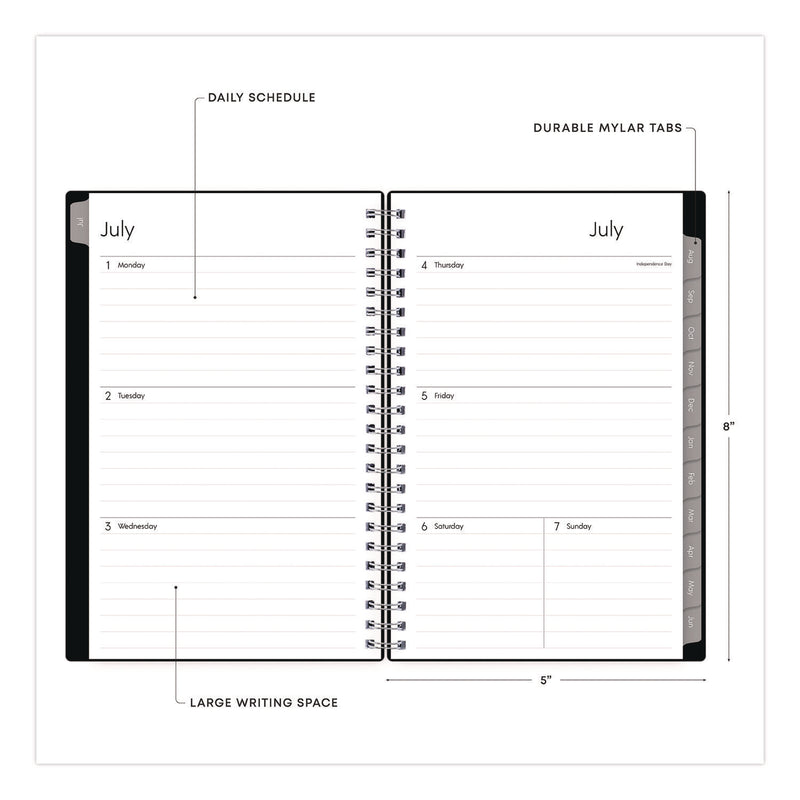 Enterprise Academic Weekly/Monthly Planner, 8 x 5, Black Cover, 12-Month (July to June): 2024 to 2025 (BLS130611A25) Each
