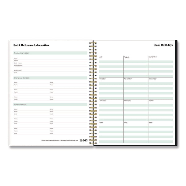 Blue Sky® Dark Gray Gale Weekly/Monthly Lesson Planner, 9 Classes, Tropical Artwork, Gray/Mint Cover, 11 x 8.5 Sheets, 12-Month Span (BLS136608A23) Each