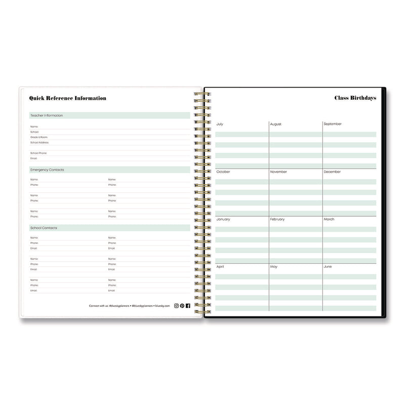 Blue Sky® Dark Gray Gale Weekly/Monthly Lesson Planner, 9 Classes, Tropical Artwork, Gray/Mint Cover, 11 x 8.5 Sheets, 12-Month Span (BLS136608A23) Each