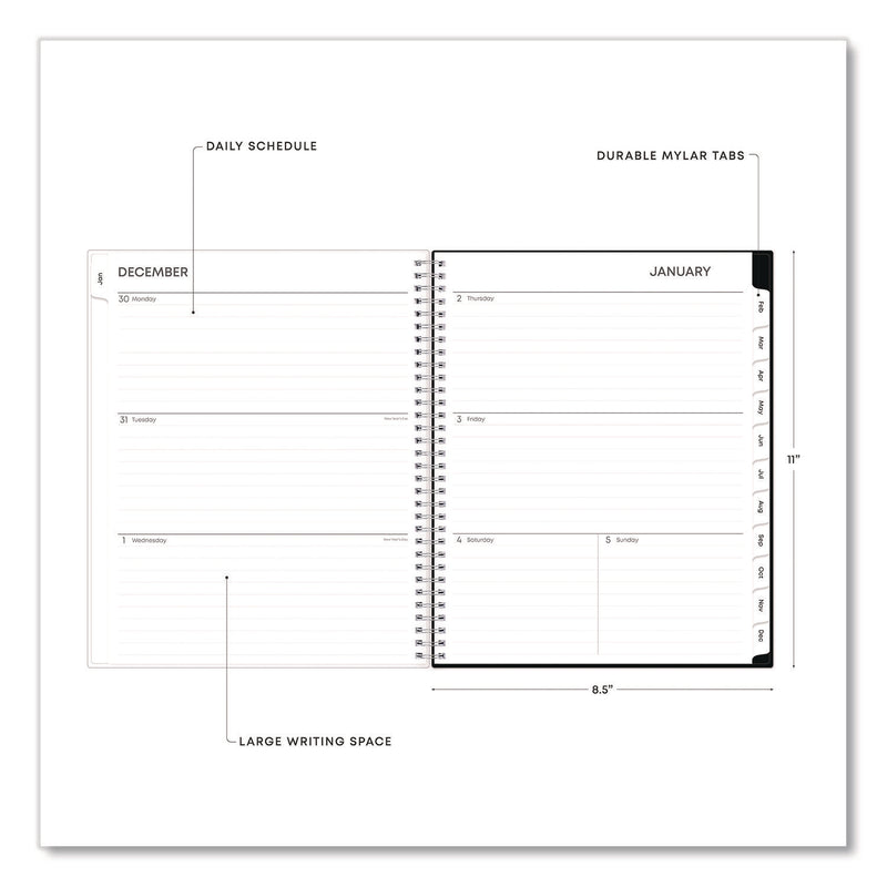 Analeis Create-Your-Own Cover Weekly/Monthly Planner, Floral Artwork, 11 x 8.5, White/Black/Coral, 12-Month (Jan-Dec): 2025 (BLS10000125) Each