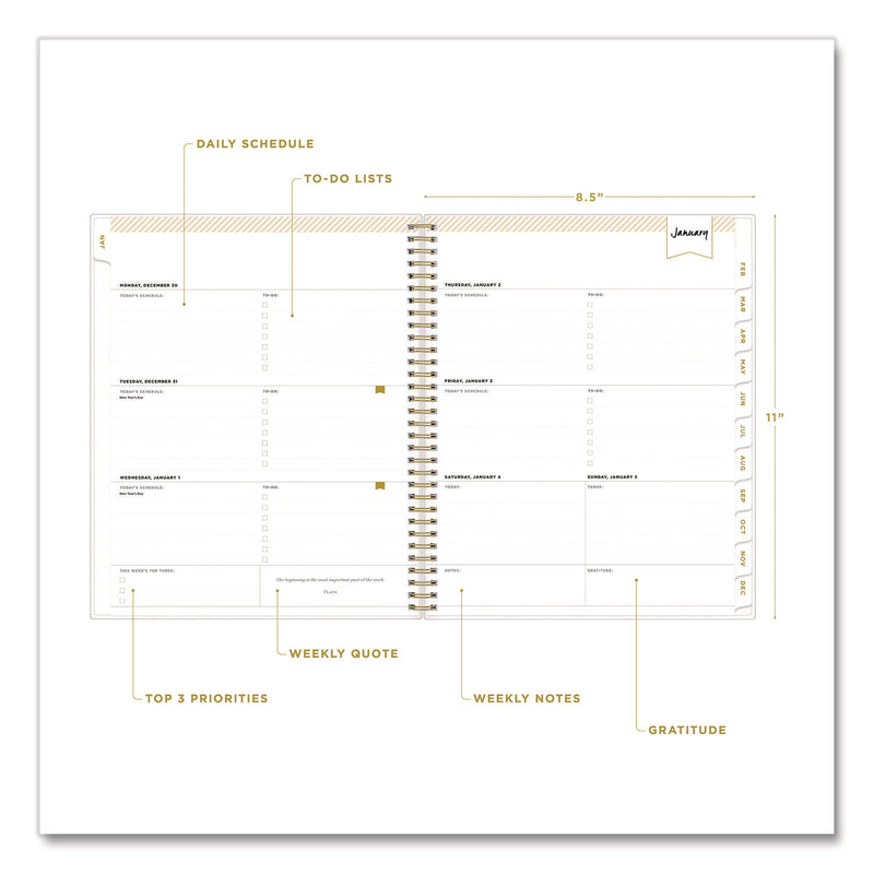 Blue Sky® Day Designer Tile Weekly/Monthly Planner, Geometric Artwork, 11 x 8.5, Blue/White Cover, 12-Month (Jan to Dec): 2025 (BLS10141125) Each