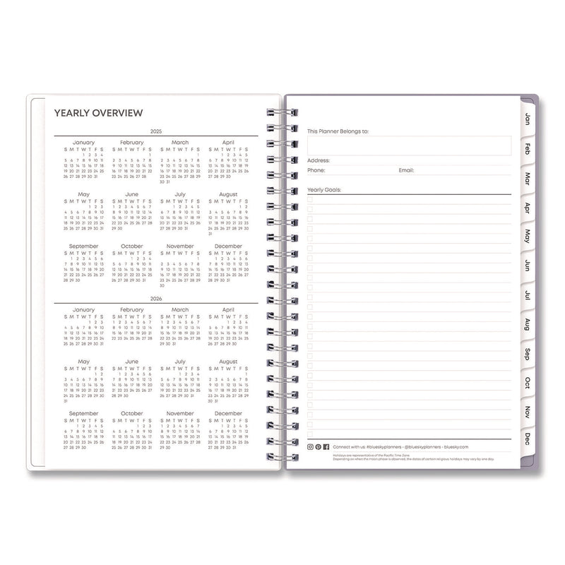 Rue Du Flore Weekly/Monthly Planner, Floral Artwork, 8 x 5, Jade/Lavender Cover, 12-Month (Jan to Dec): 2025 (BLS10160325) Each