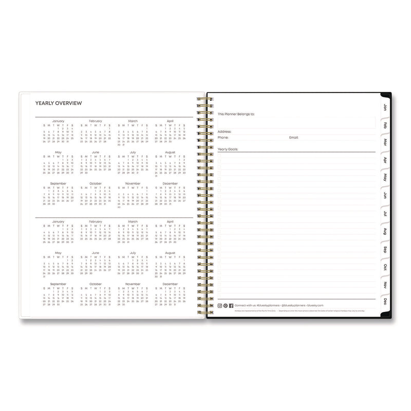 Baccara Dark Create-Your-Own Cover Weekly/Monthly Planner, Floral, 11 x 8.5, Gray/White/Gold Cover, 12-Month (Jan-Dec): 2025 (BLS11021125) Each