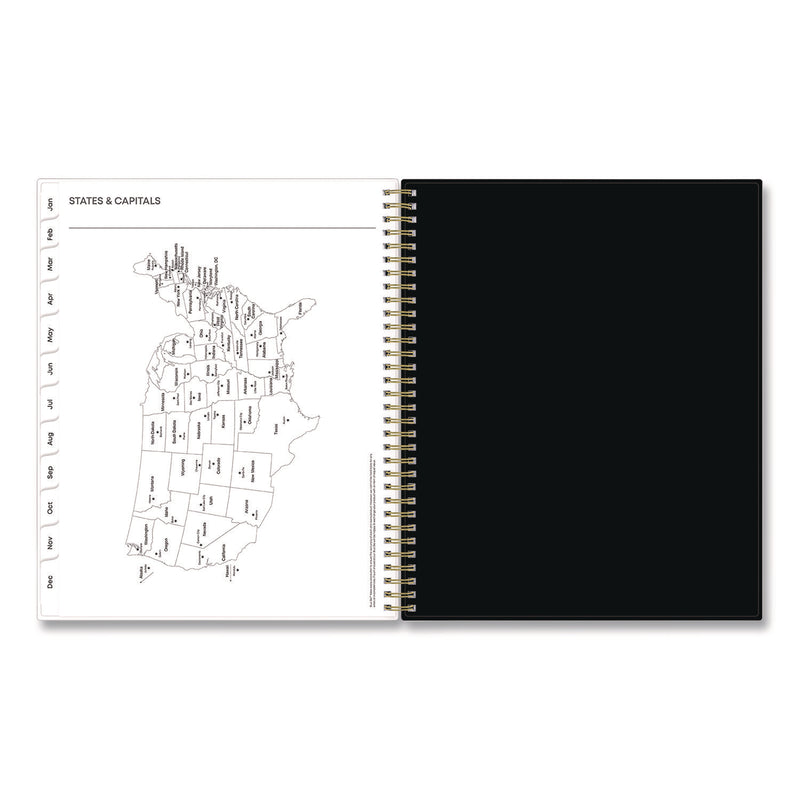 Baccara Dark Create-Your-Own Cover Weekly/Monthly Planner, Floral, 11 x 8.5, Gray/White/Gold Cover, 12-Month (Jan-Dec): 2025 (BLS11021125) Each
