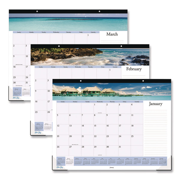 Blue Sky® Islands Desk Pad Calendar, Tropical Island Photography, 22 x 17, Blue/White Sheets, Black Headband, 12-Month (Jan-Dec): 2025 (BLS11789125) Each