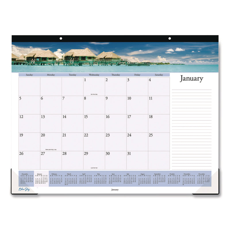 Blue Sky® Islands Desk Pad Calendar, Tropical Island Photography, 22 x 17, Blue/White Sheets, Black Headband, 12-Month (Jan-Dec): 2025 (BLS11789125) Each