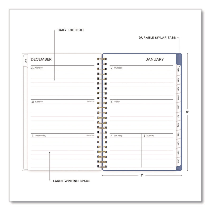 Cocorrina Weekly/Monthly Planner, Pastel Paisley Artwork, 8 x 5, Blue/Pink/White Cover, 12-Month (Jan to Dec): 2025 (BLS14369425) Each
