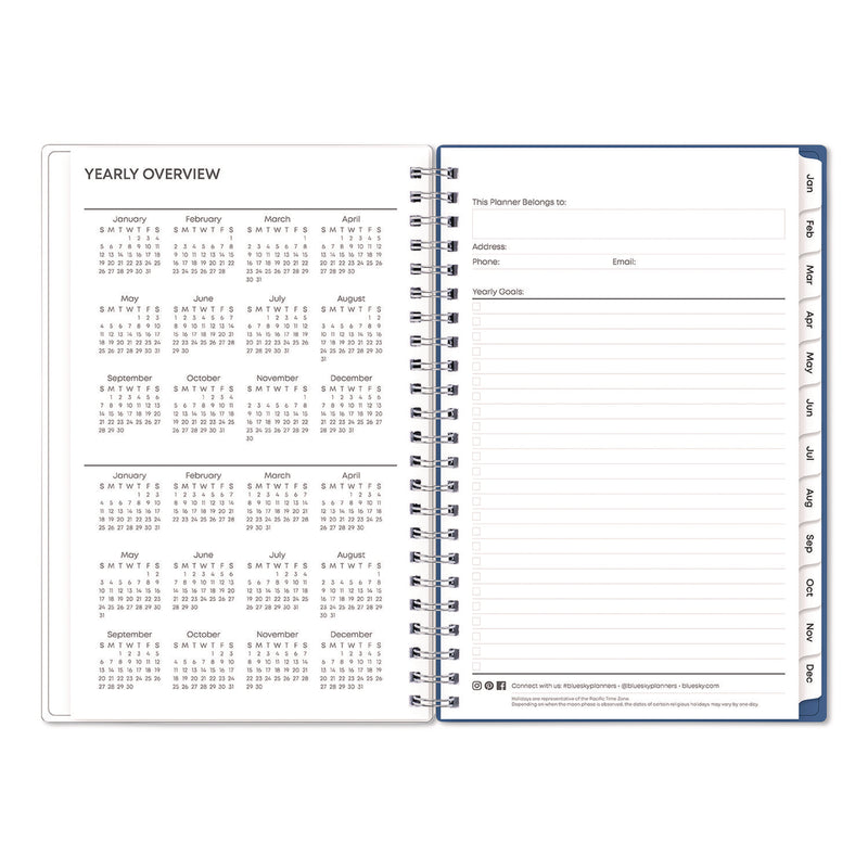 Savoy Cool Weekly/Monthly Planner, Abstract Artwork, 8 x 5, Blue/Silver Cover, 12-Month (Jan to Dec): 2025 (BLS14876325) Each